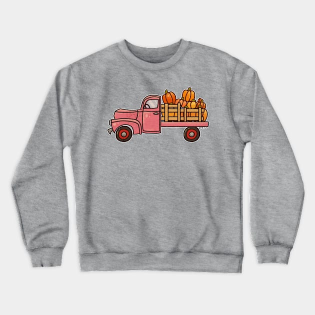 Pickup A Pumpkin! (Pink Version) Crewneck Sweatshirt by Jan Grackle